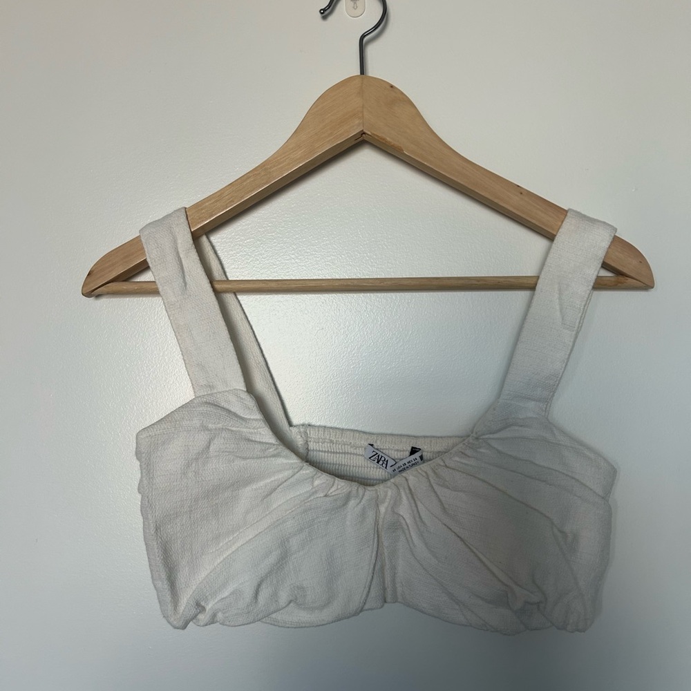 Zara Women's White Crop-top linen XS